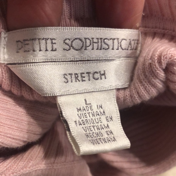 PETITE SOPHISTICATE RIBBED STRETCH TURTLENECK PINK SIZE LARGE - Picture 7 of 12